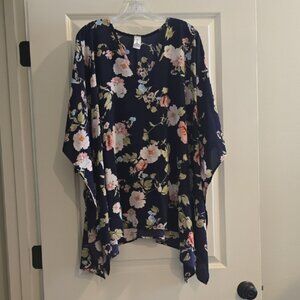 Navy Floral Women's Blouse